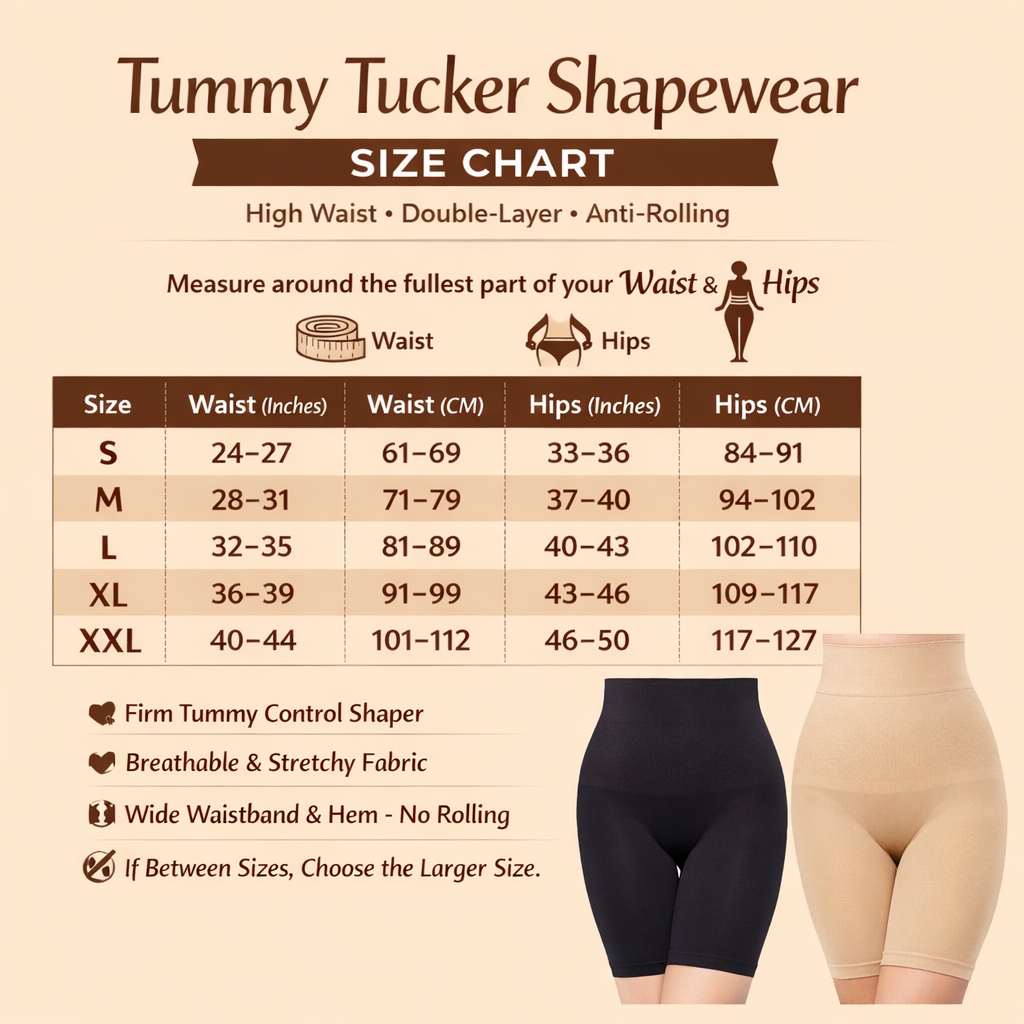 Tummy Tucker Women's High Waist with Anti Rolling Strips Shapewear for Women, Tummy Shaper Comfortable Seamless Shapewear Beige