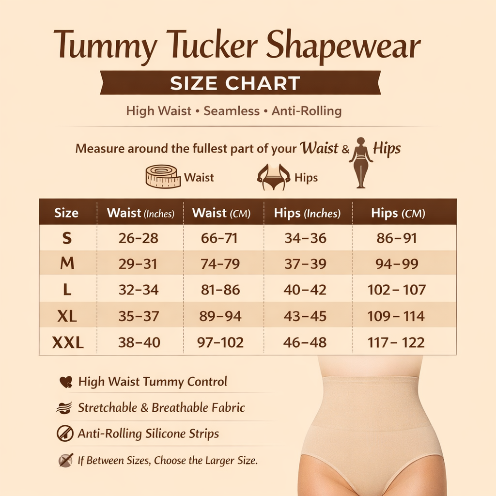 Tummy Tucker Women's High Waist with Anti Rolling Strips Shapewear for Women, Tummy Shaper Comfortable Seamless Shapewear Beige